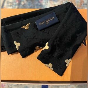 Black Louis Vuitton Silk Bandeau with Gold Hardware